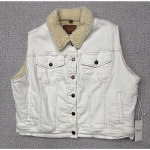 Judy Blue Women's White Denim Faux Shearling Lined Vest Size 3X NWT #65004